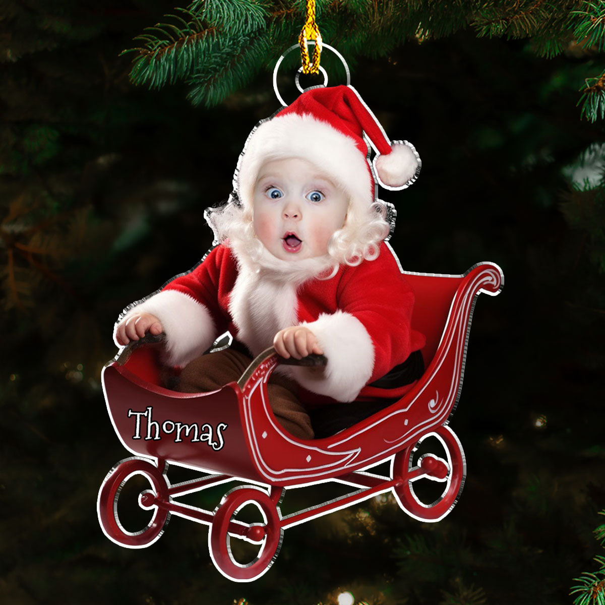 Unique Custom Face Baby Santa Personalized Acrylic Christmas Ornament