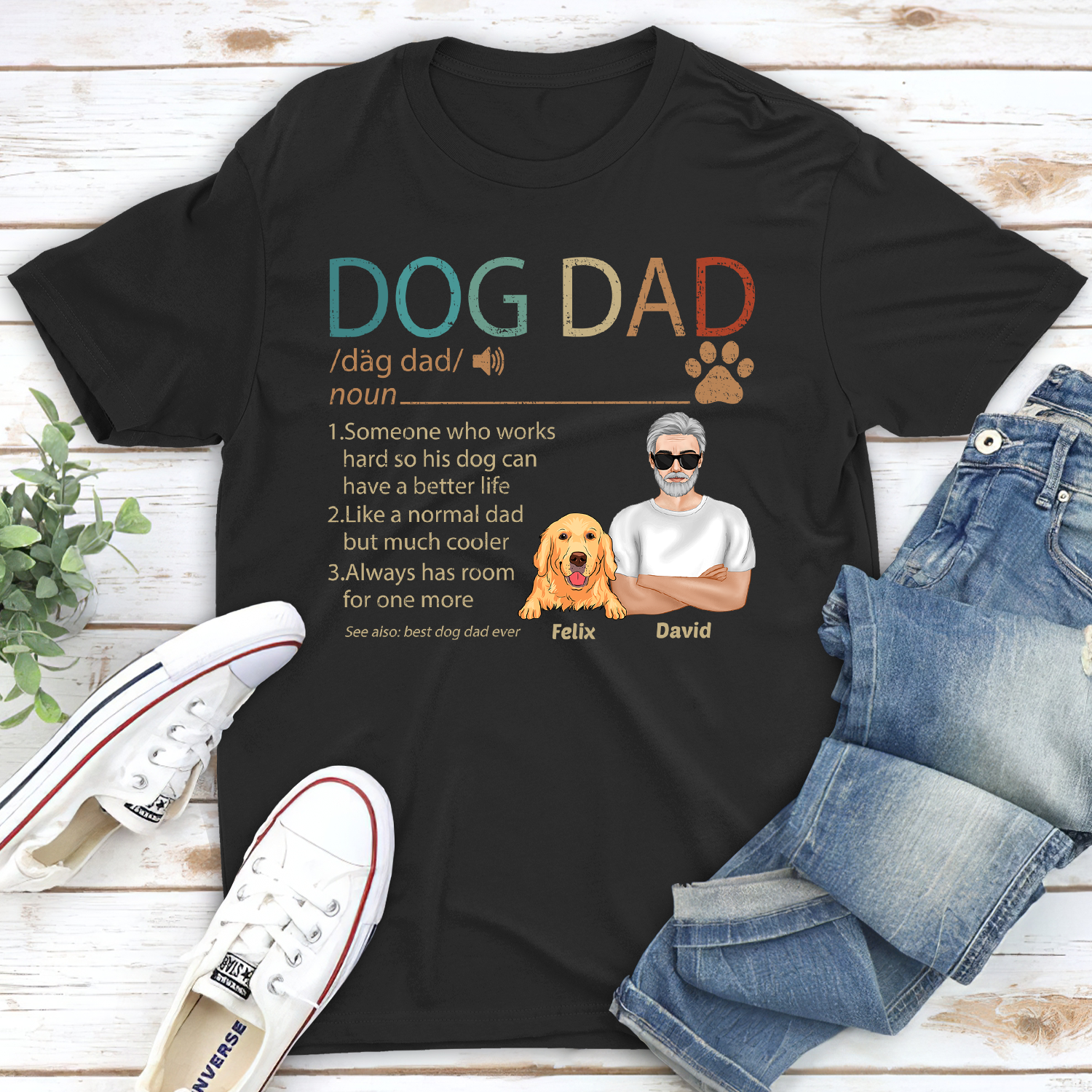Dog Dad Definition - Personalized Custom Unisex 5.3 oz T-shirt for Pet Lovers