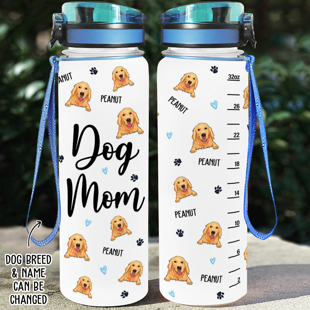 Dog Pattern - Personalized Custom Time - Marked Water Tracker Bottle for Pet Lovers
