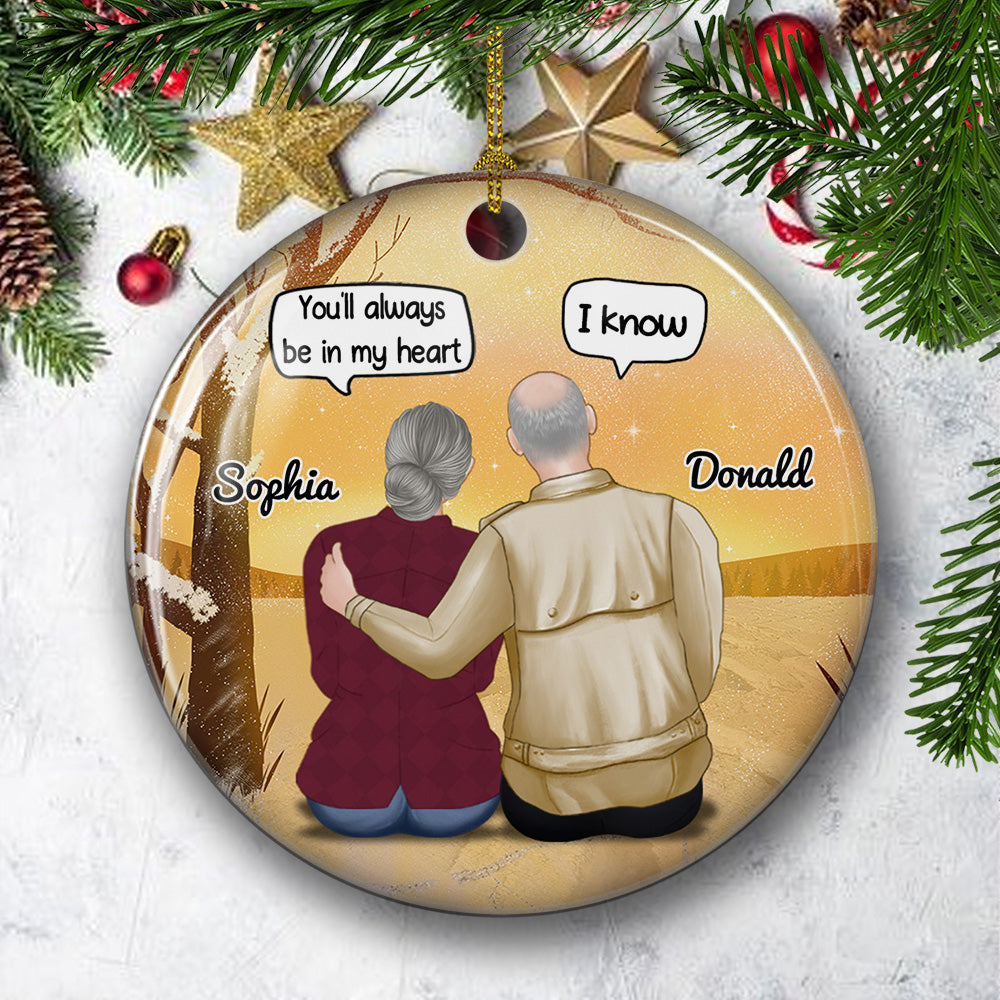 Always Be In My Heart - Personalized Custom 3-inch Diameter Circle Ceramic Christmas Ornament with Premium White Print