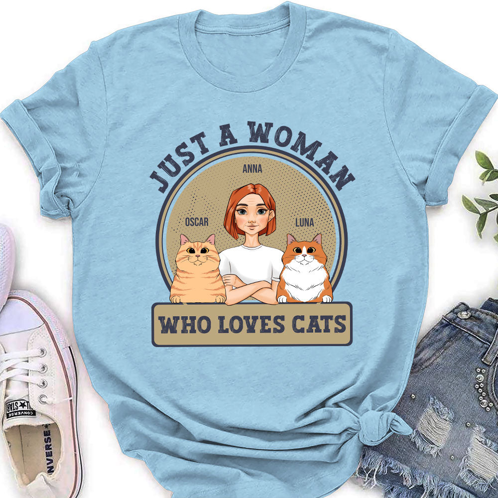 A Woman Loves Pets - Personalized Custom Women's Cotton Blend T-shirt for Pet Lovers