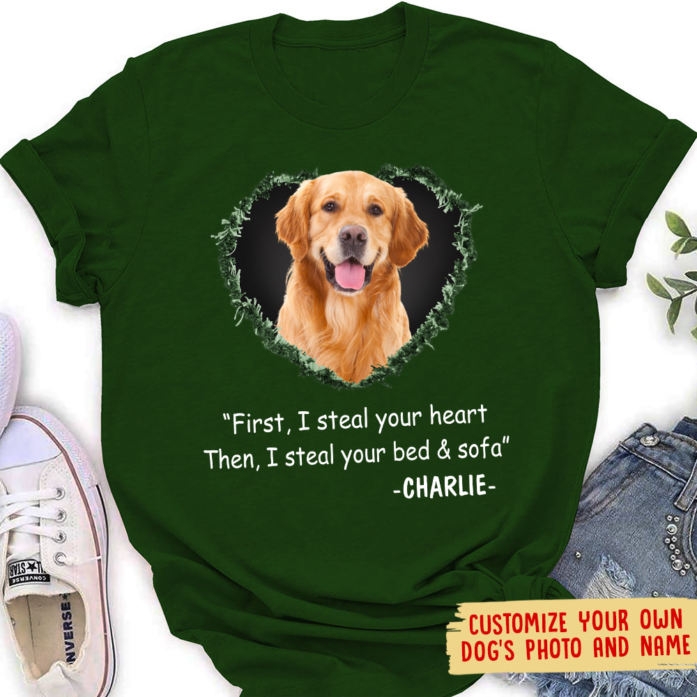 Steal Your Heart - Personalized Custom Dog Photo Women's T-shirt: The Perfect Gift for Dog Lovers