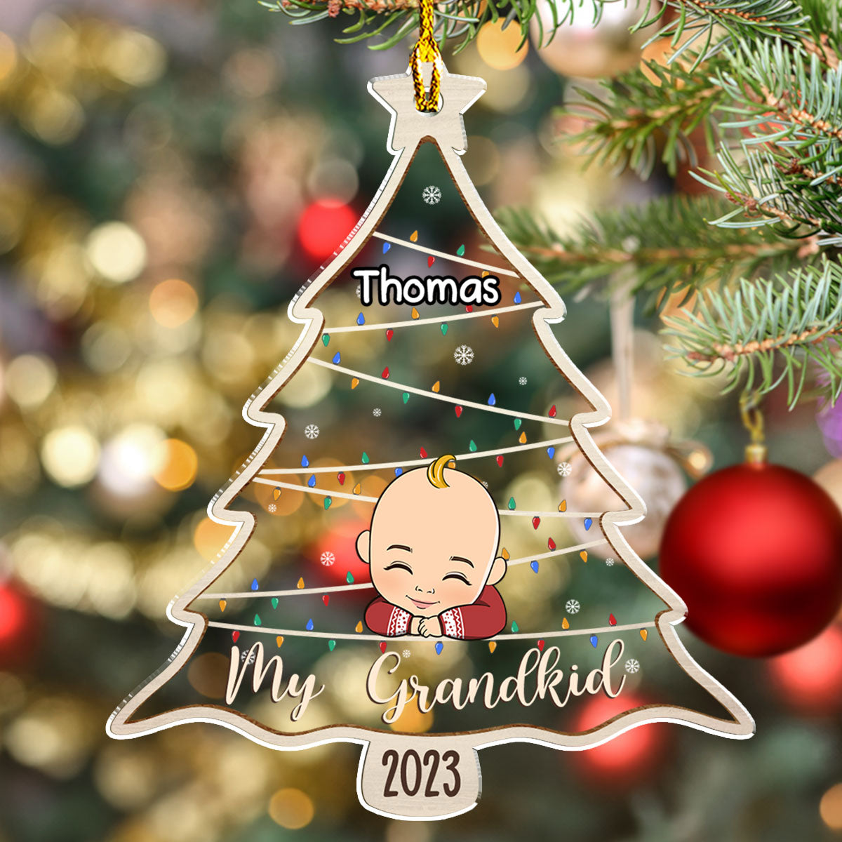2023 Personalized Custom Grandkids Acrylic Christmas Ornament