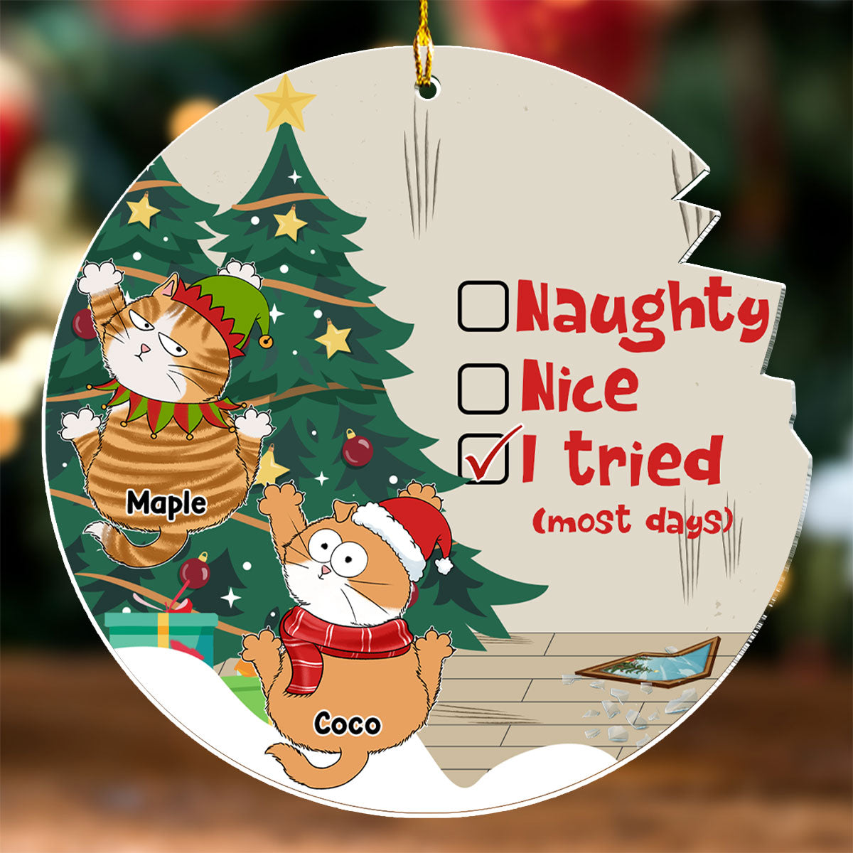 Naughty Or Nice - Exquisite Personalized Custom Acrylic Christmas Ornament