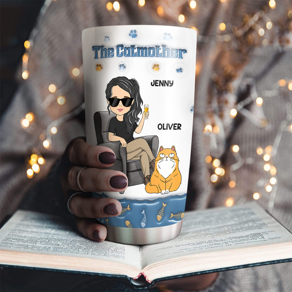 The Catmother Version 2 - Personalized Custom 3D Inflated Effect 20oz Stainless Steel Tumbler for All Occasions