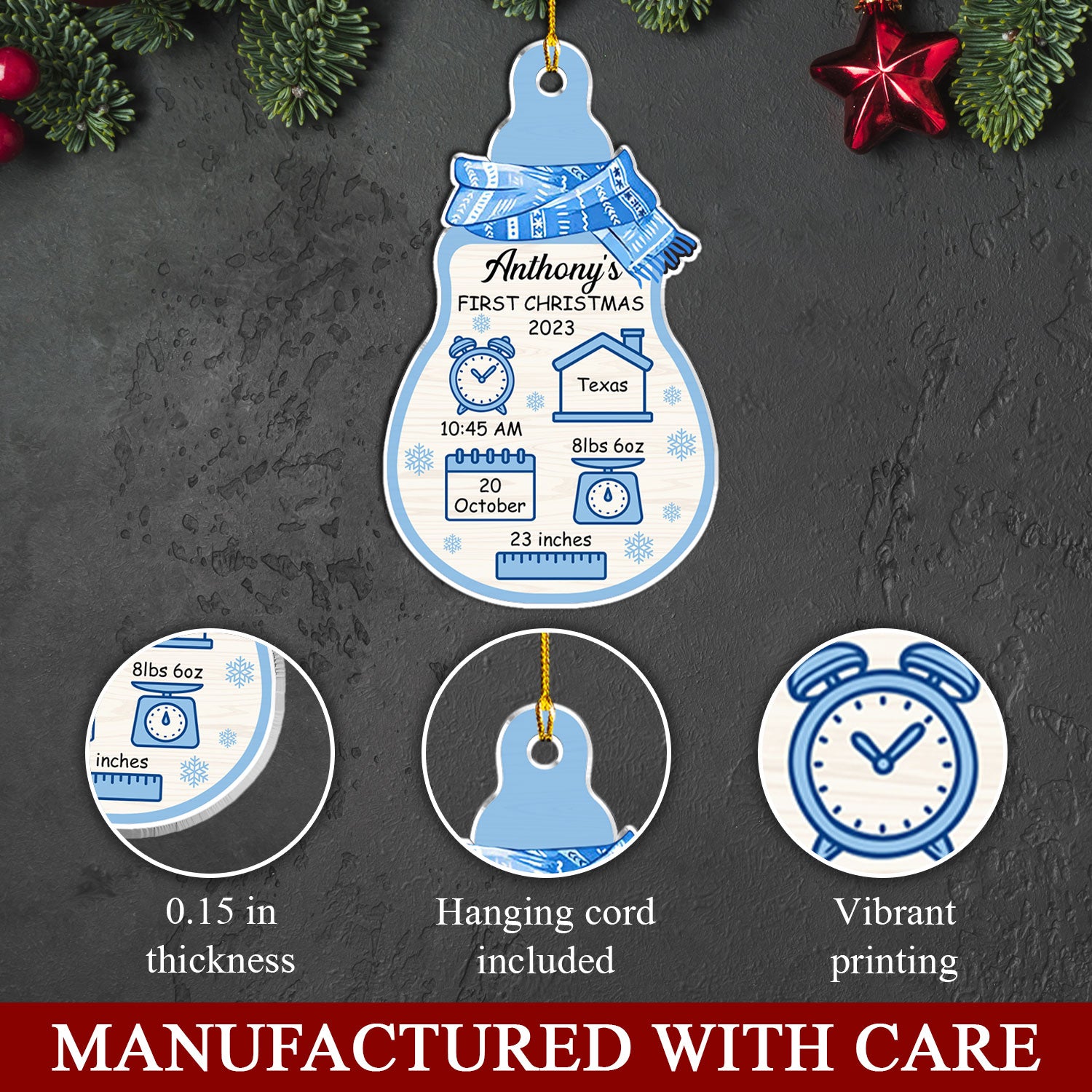 Baby's First Christmas - Personalized Custom Acrylic Ornament for Unforgettable Memories