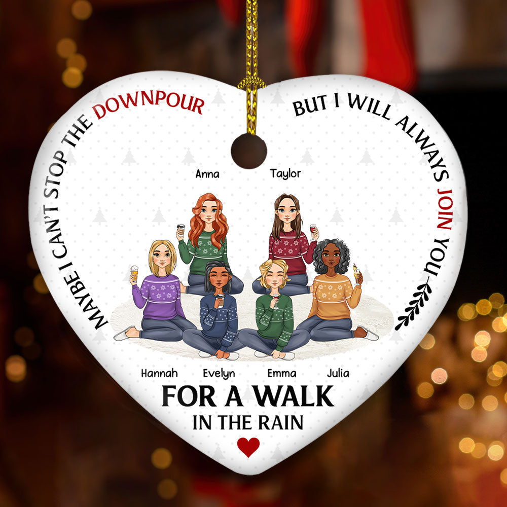 Personalized Custom Heart Ceramic Ornament - Walk in the Rain