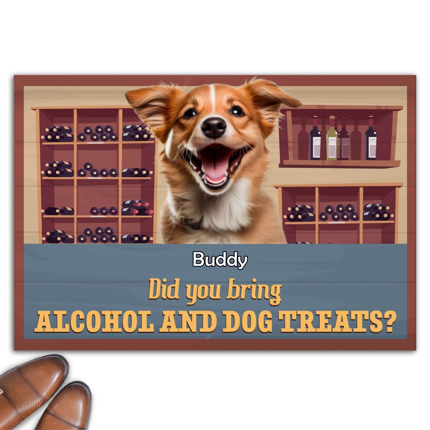 Personalized Custom Doormat with 'Did You Bring Alcohol And Dog Treats' Photo - Ideal for Pet Lovers