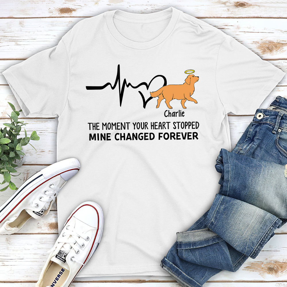 The Moment Your Heart Stopped Mine Changed - Personalized Custom Unisex Memorial T-shirt for Pet Lovers