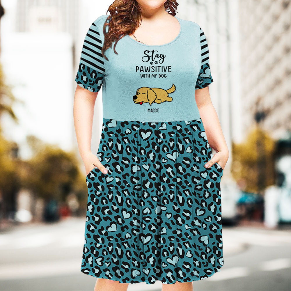 Stay Pawsitive - Customizable Personalized Casual Swing Dress for Dog Moms