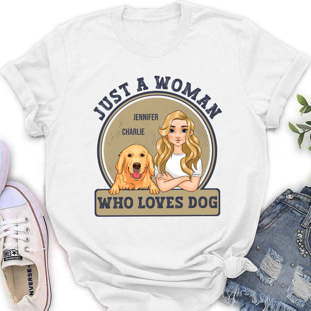 A Woman Loves Pets - Personalized Custom Women's Cotton Blend T-shirt for Pet Lovers