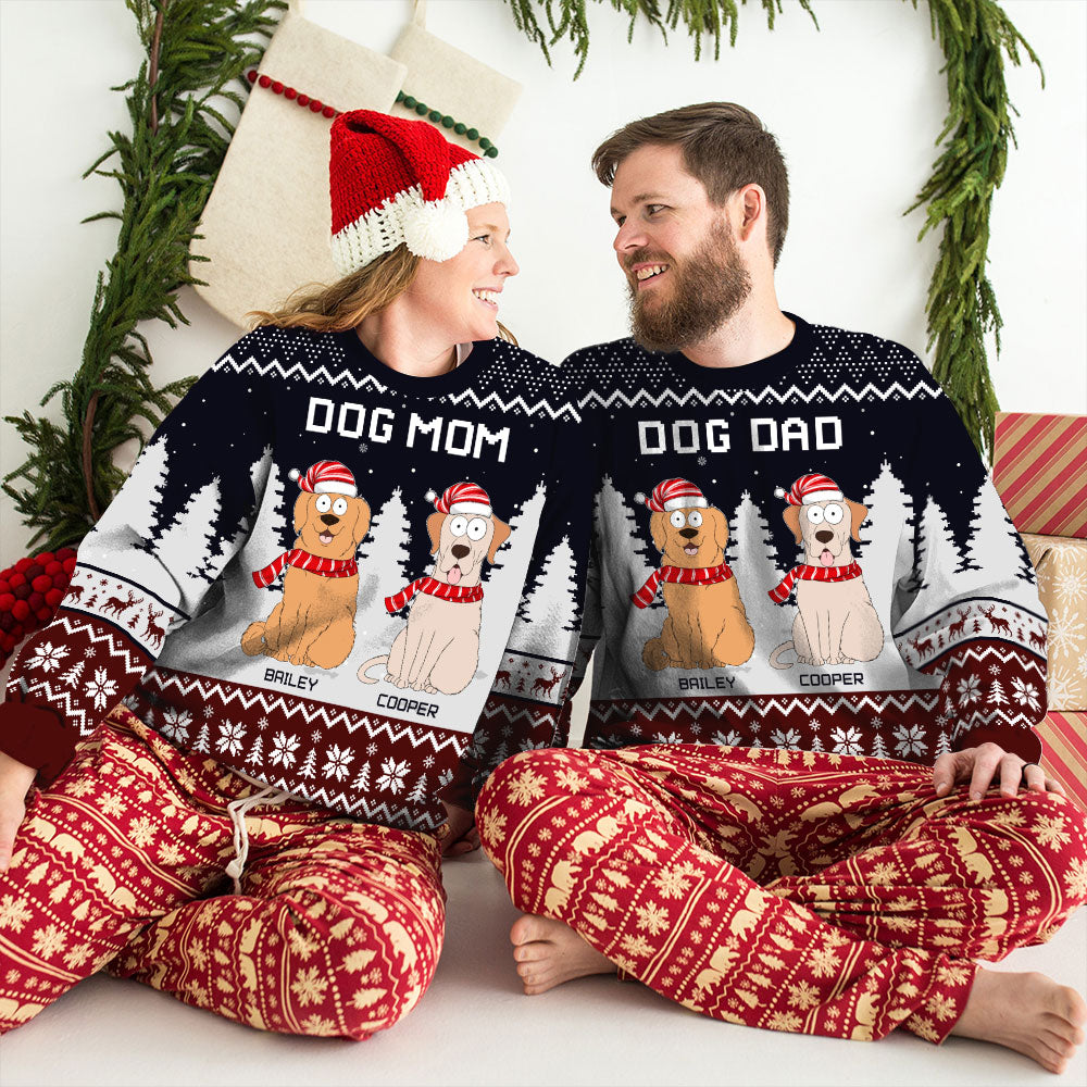Snowy Night And Paw - Personalized Custom All-Over-Print Unisex 8.8 oz Polyester Blend Sweatshirt for Pet Lovers