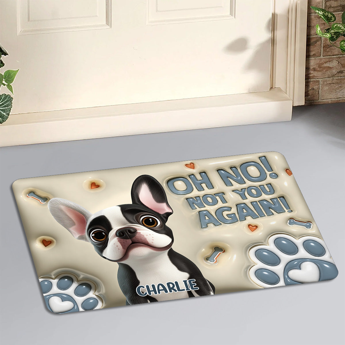 Paws Or Feet Welcome Here - Personalized Custom 3D Inflated Effect Doormat with Sublimation Printing and Multiple Size Options