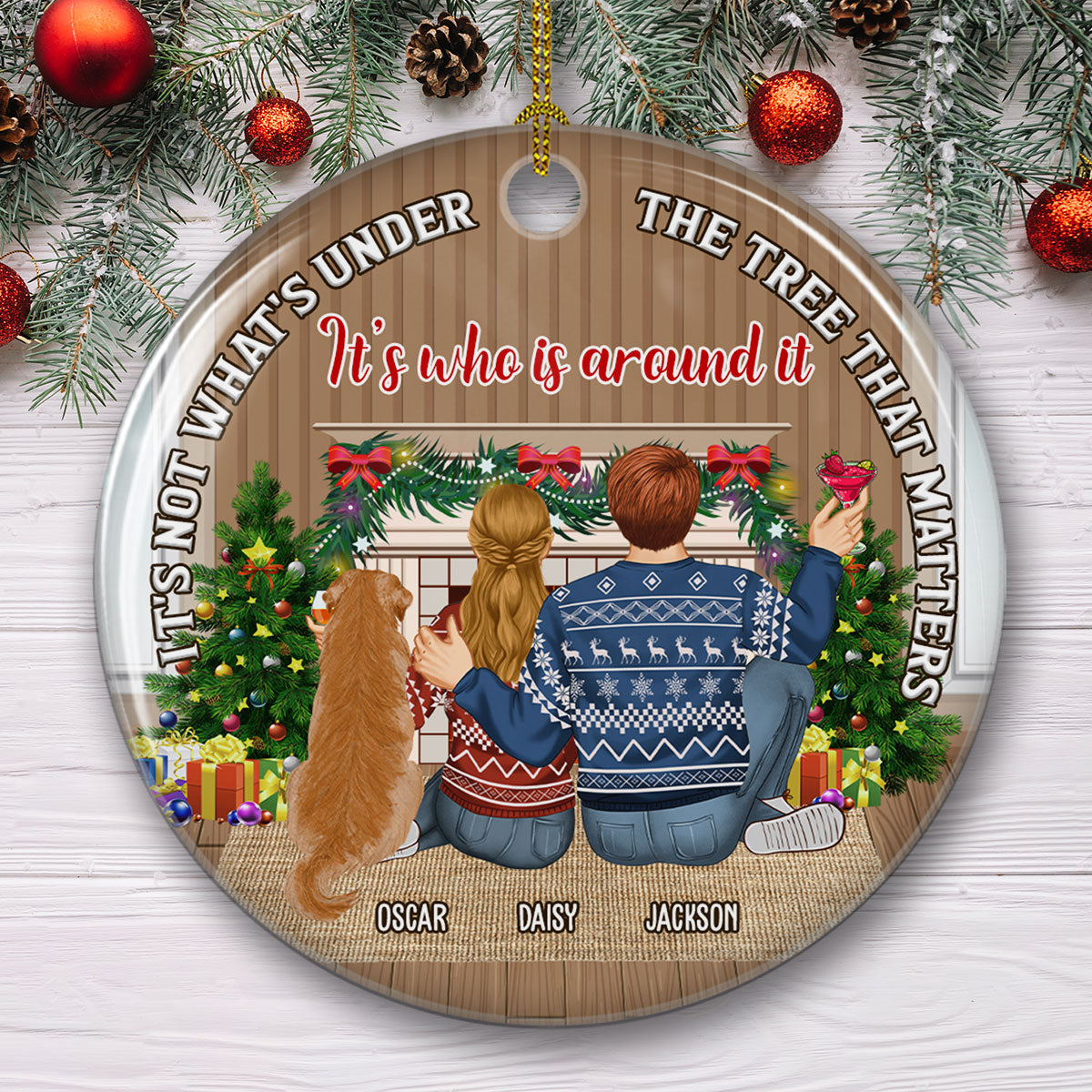 What Is Under The Tree Matters - Personalized Custom 3-Inch Diameter Ceramic Christmas Ornament