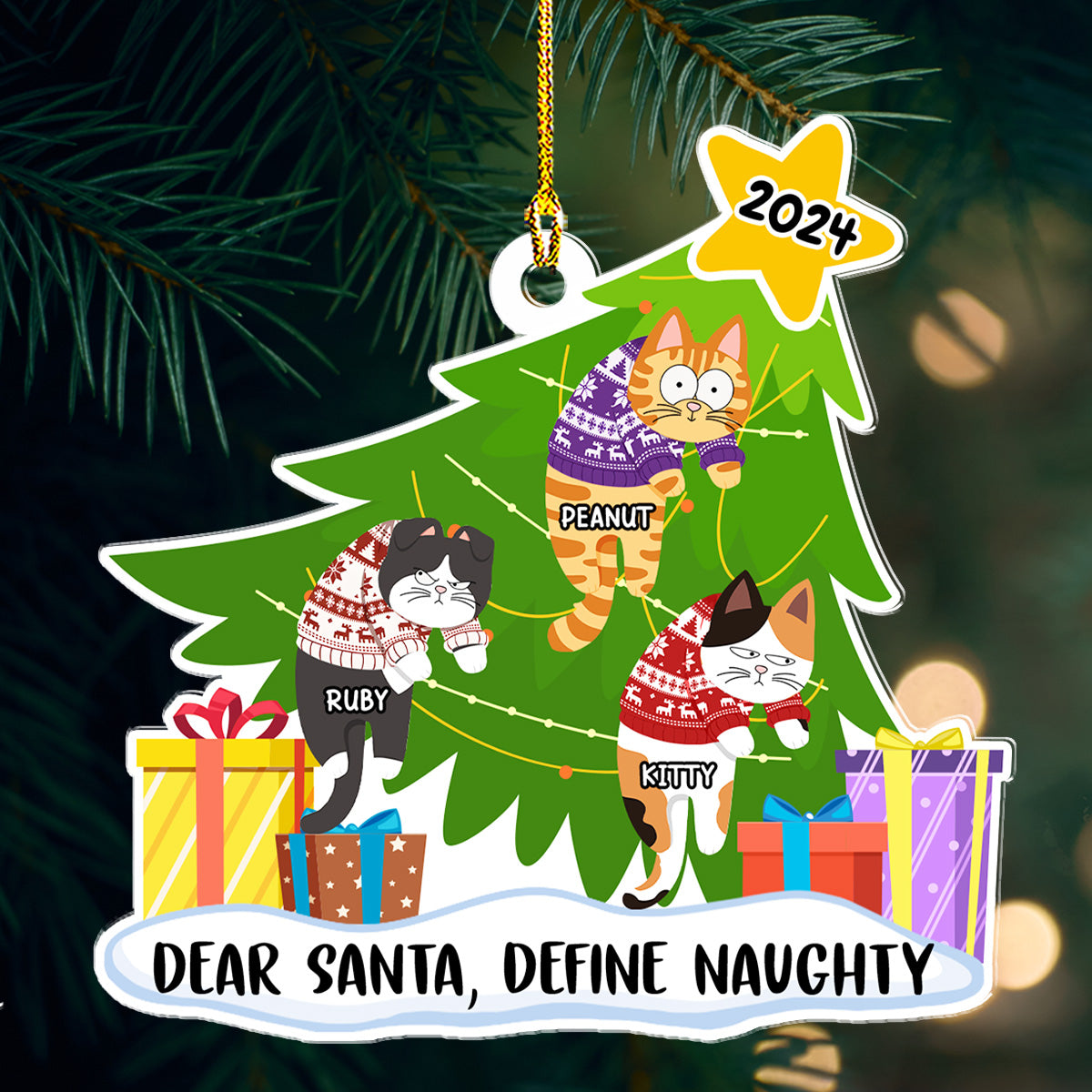 Dear Santa, Define Naughty - Exclusive Personalized Custom Acrylic Christmas Ornament
