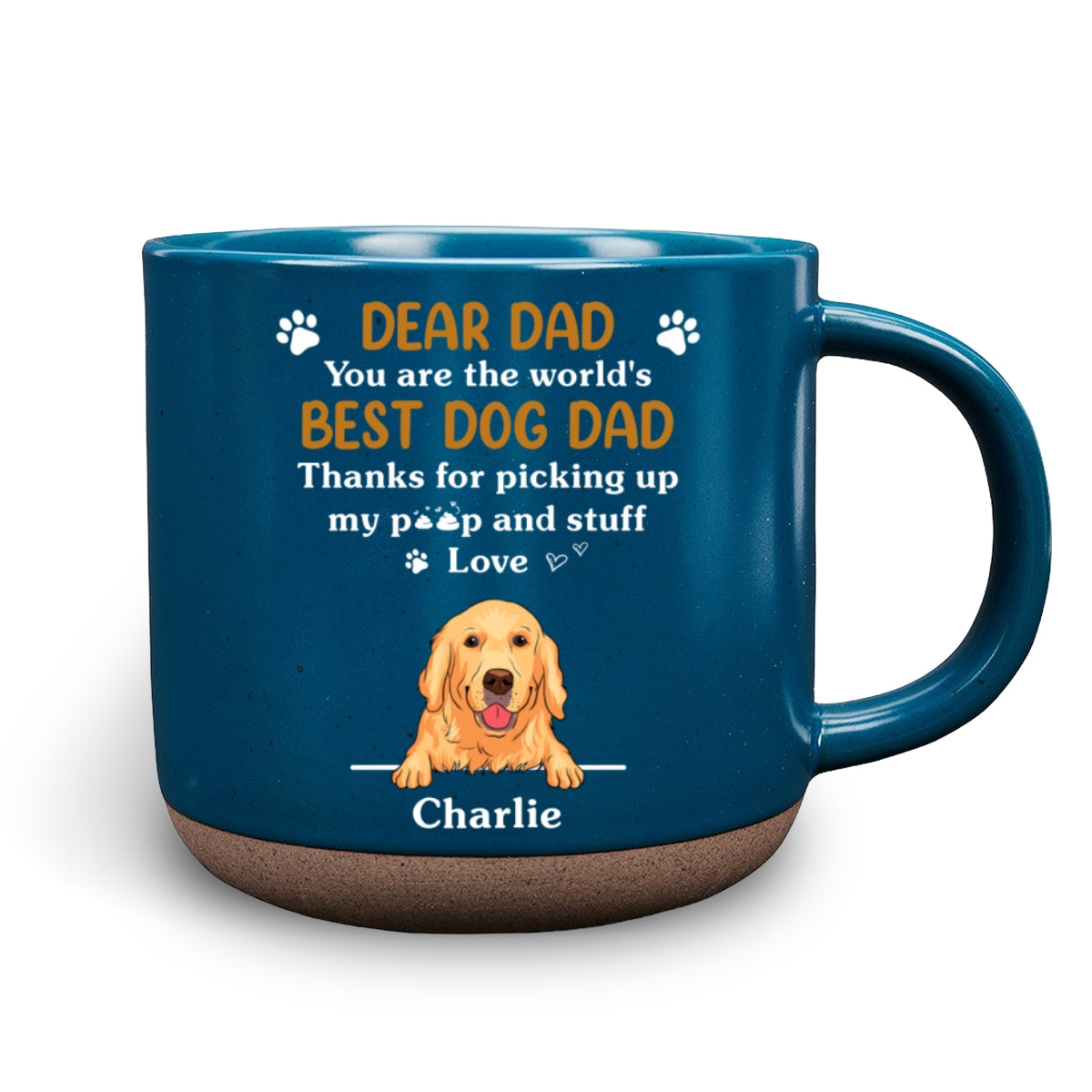 Personalized Custom 11oz Ceramic Pottery Mug for World's Best Dog Moms and Dads in Dark Blue or White
