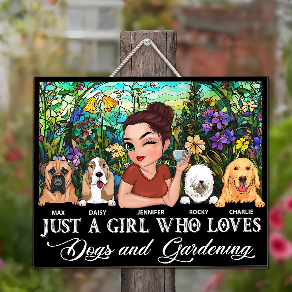 I Love Dogs And Gardening - Personalized Custom Wood Sign in Various Sizes (12 in, 14 in, 18 in)