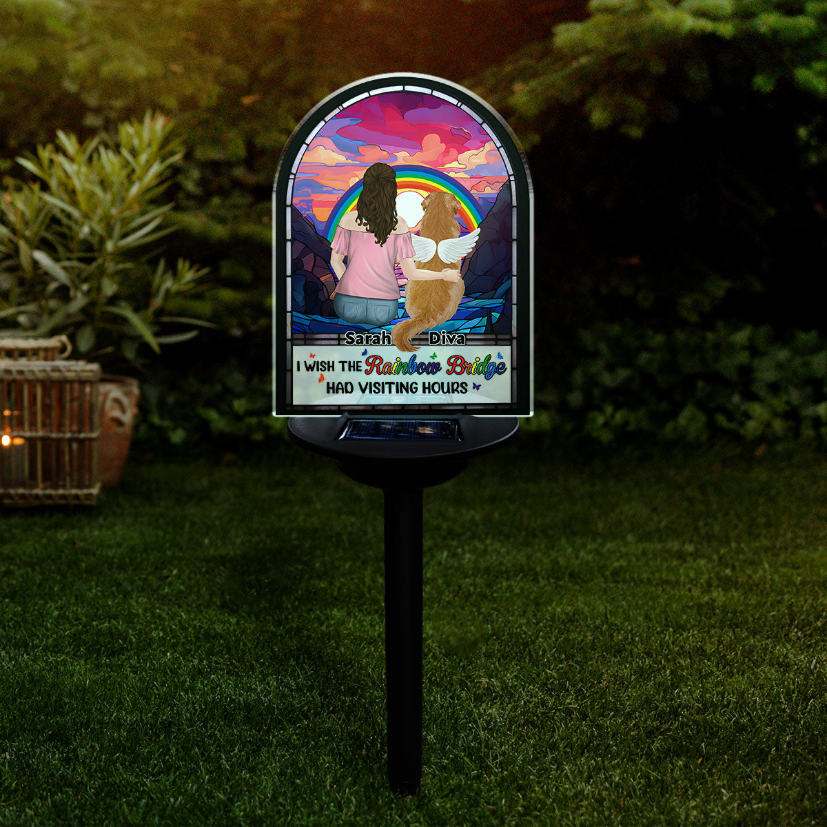 Rainbow Bridge Had Visiting Hours - Personalized Custom 5.7' x 6.3' Solar Light with Multiple Color Illumination