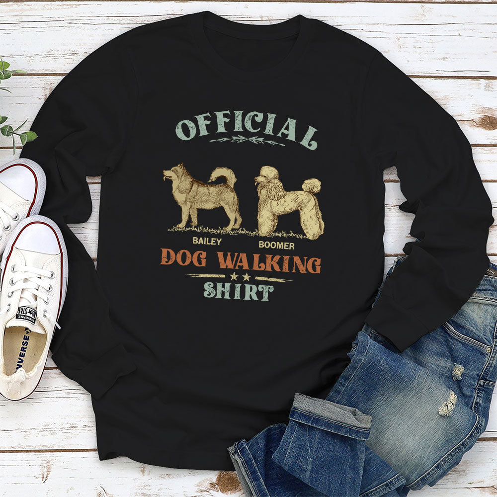 Vintage Dog Walking Personalized Custom Long Sleeve Unisex T-shirt