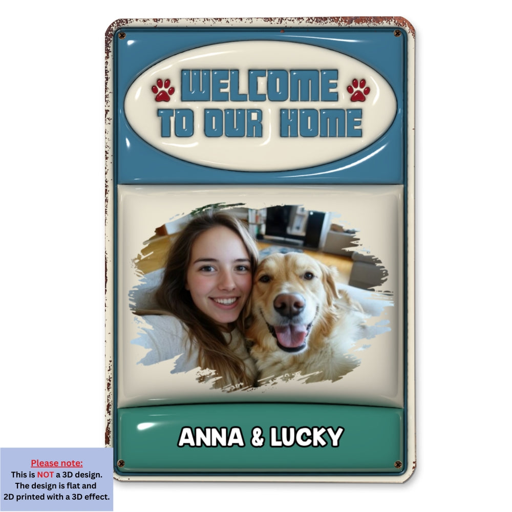 Welcome To Our Home Personalized Custom 3D Inflated Effect Metal Sign - Heavy Gauge Aluminum, 2 Sizes Available