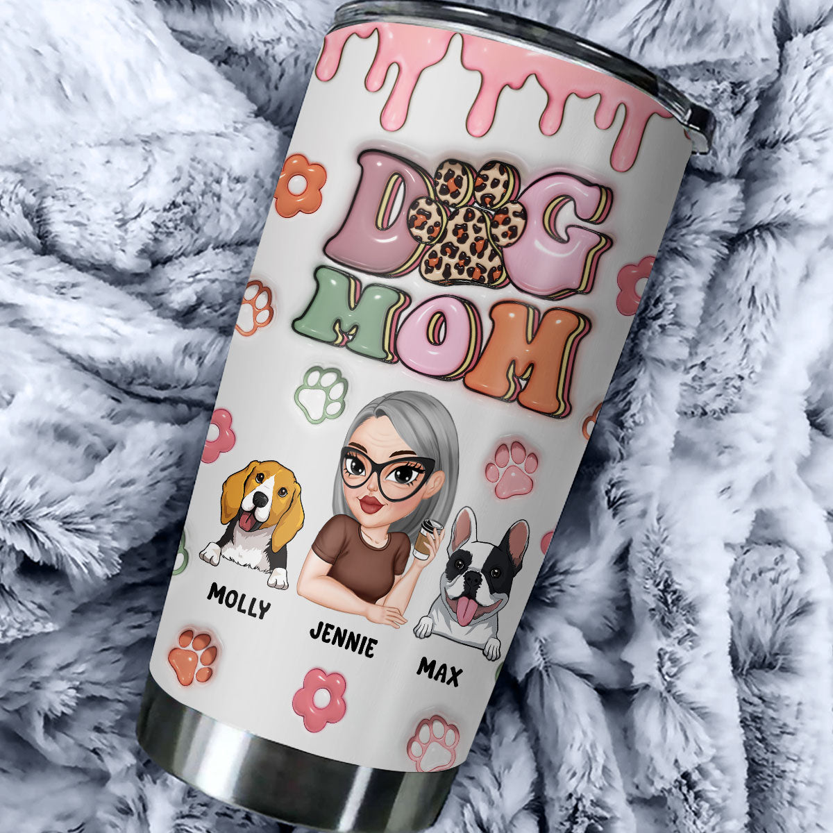 Dog Mama Slay - Personalized Custom 3D Inflated Effect 20oz Stainless Steel Tumbler for All Occasions