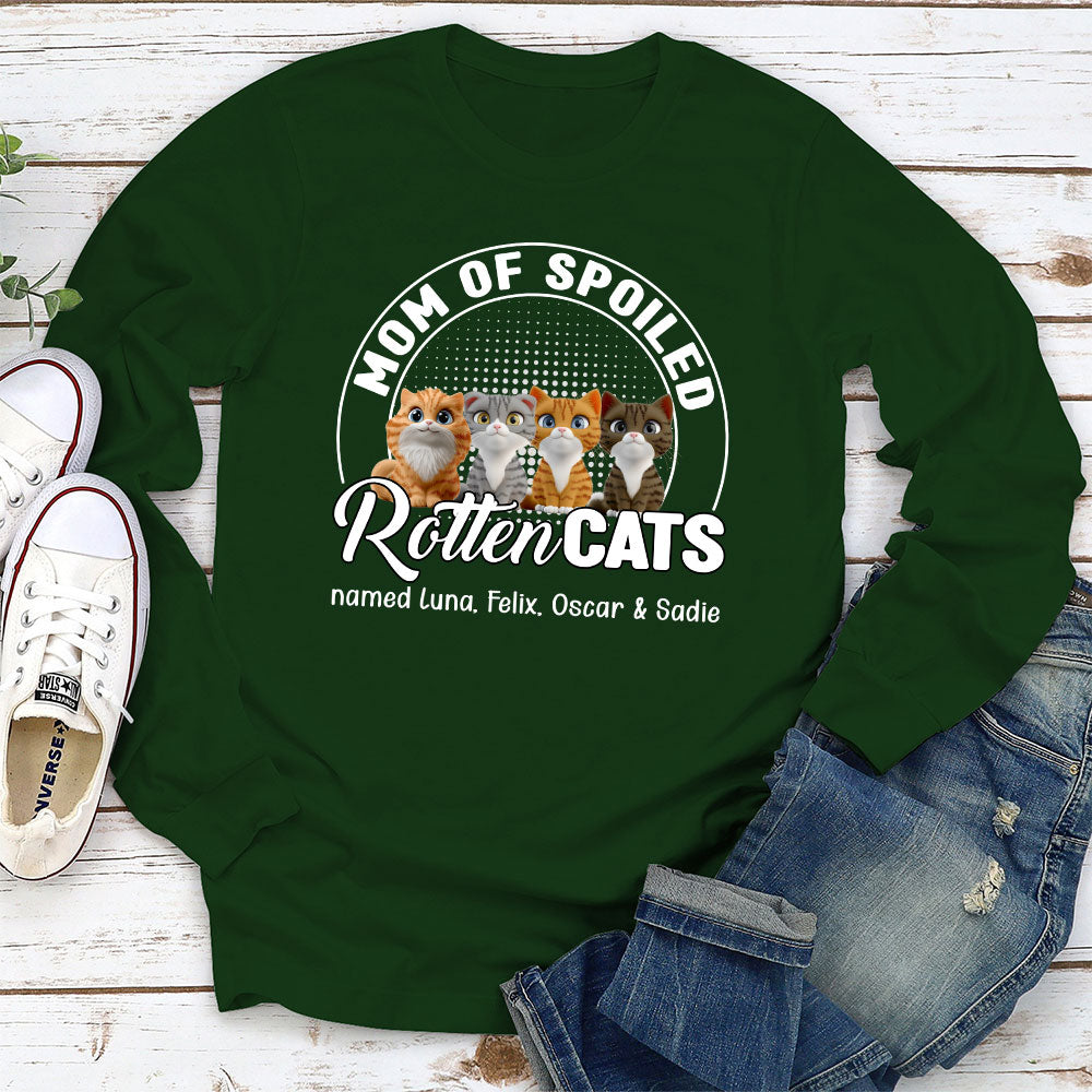 Spoiled Rotten Cat Chibi Cartoon - Stylish Personalized Custom Long Sleeve Unisex T-shirt