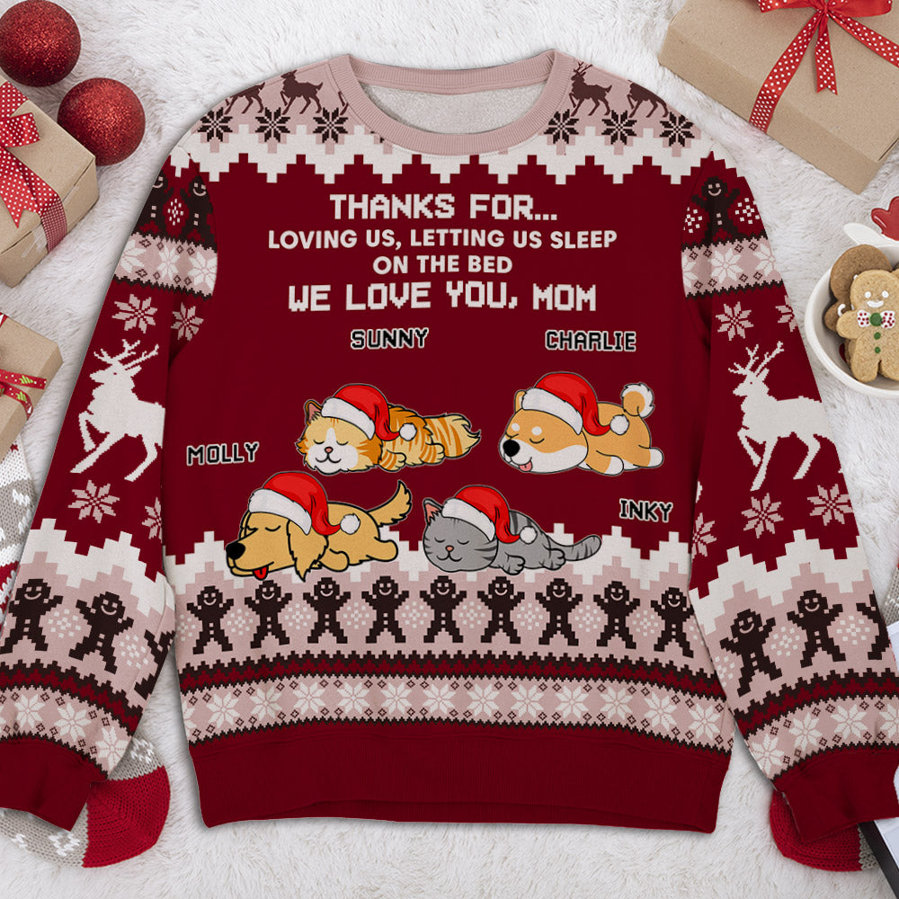 Snowy Fur Mom - Personalized Custom All-Over-Print Unisex 8.8 oz Polyester Blend Sweatshirt for Pet Lovers