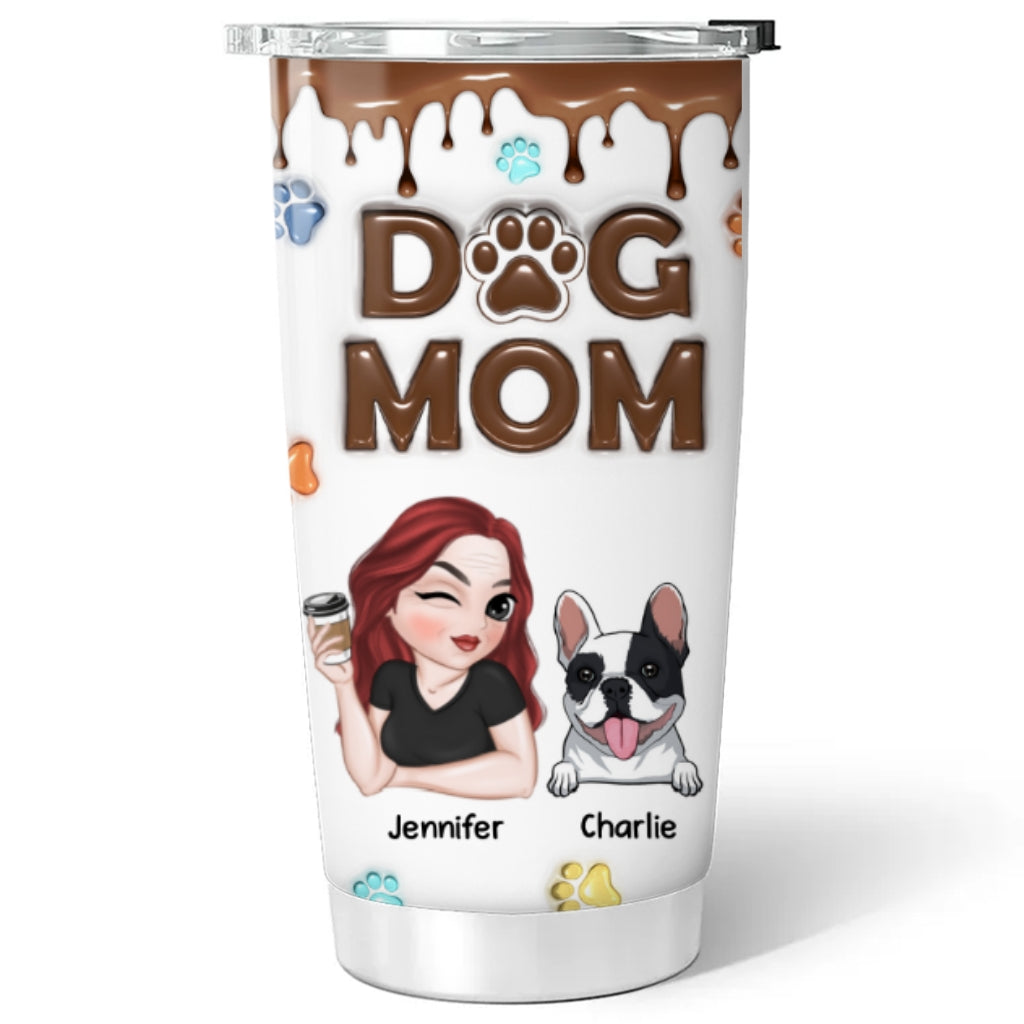 Adorable Dog Mom - Customizable 3D Inflated Effect 20oz Stainless Steel Tumbler
