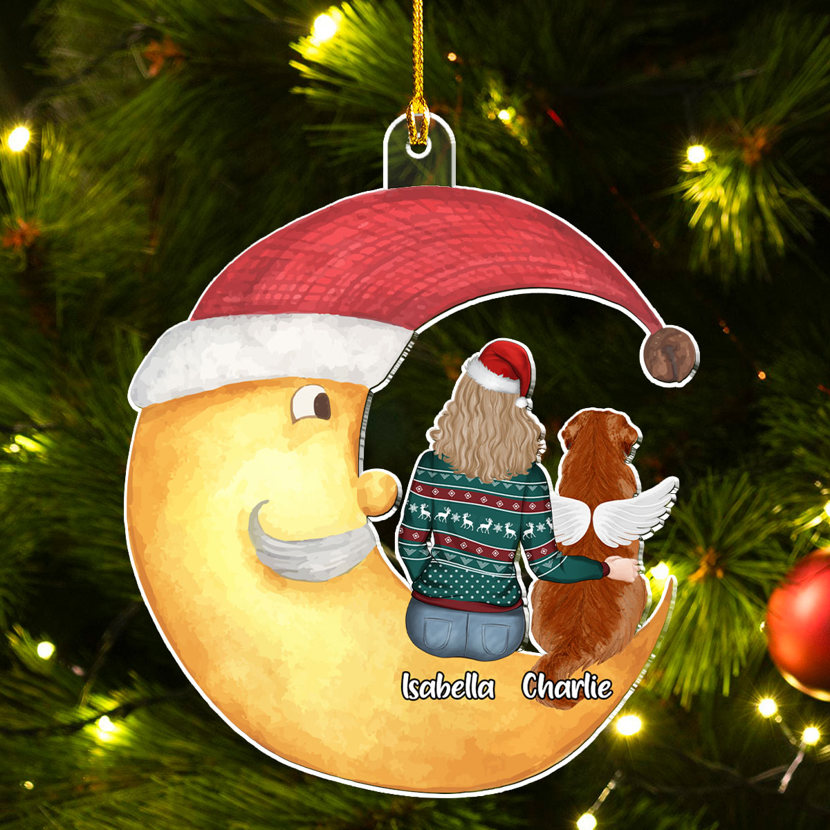 We Sitting On The Moon - Personalized Custom Acrylic Christmas Ornament (4' Diameter, 0.2' Thickness)