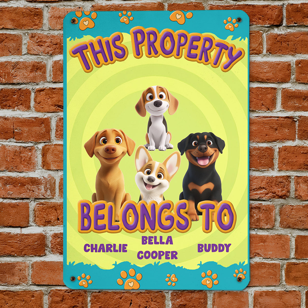 Unique Personalized Custom Metal Sign - This Human Belongs To Us Cartoon