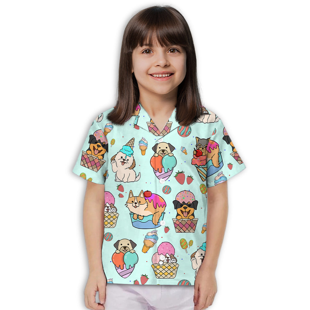 Adorable Dog And Ice Cream Kids Button - up Shirt for All Occasions