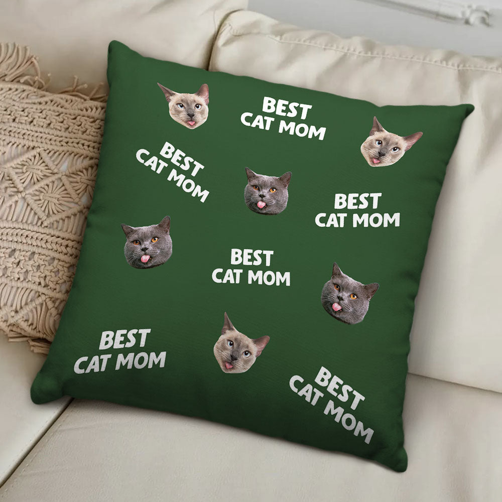 Best Mom Dad Personalized Custom Pet Face Throw Pillow - 12' x 12' and 18' x 18' Sizes