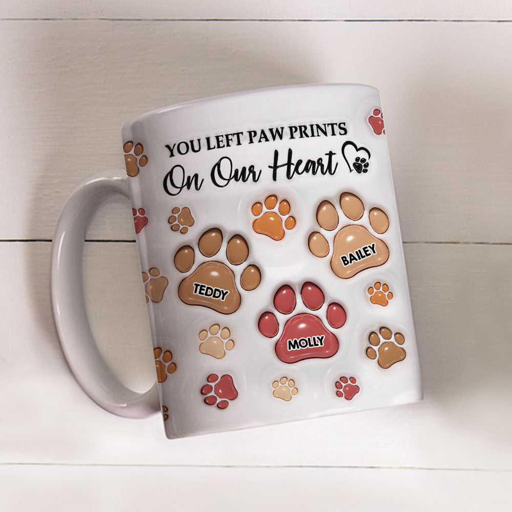 You Left Paw Prints - Unique Personalized Custom 3D Inflated Effect Ceramic Mug in 11oz and 15oz Sizes