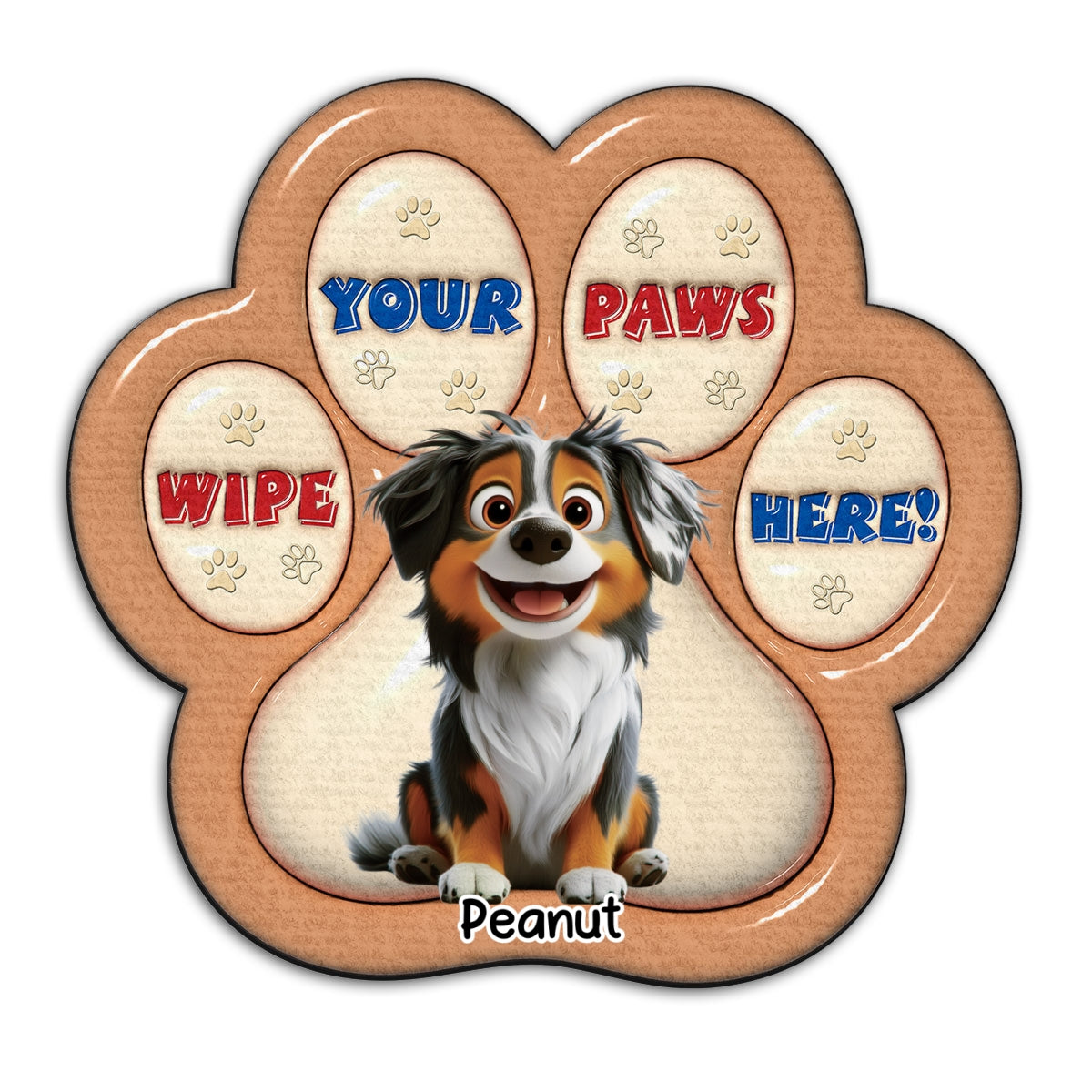 Personalized Custom 3D Inflated Effect Doormat - Wipe Your Paws Here, Human! Ideal for Pet Lovers