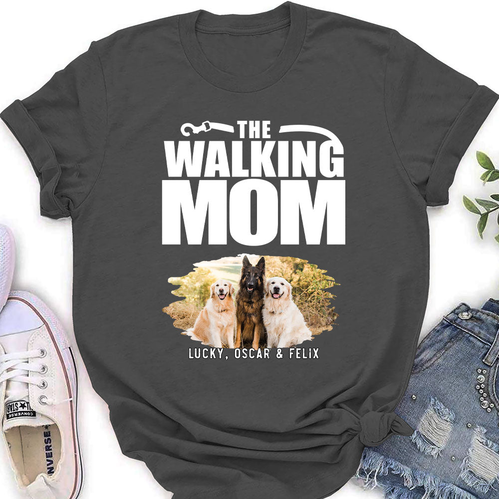 Walking Mom Photo - Personalized Custom Women's Heavy Cotton T-shirt with Feminine Pattern
