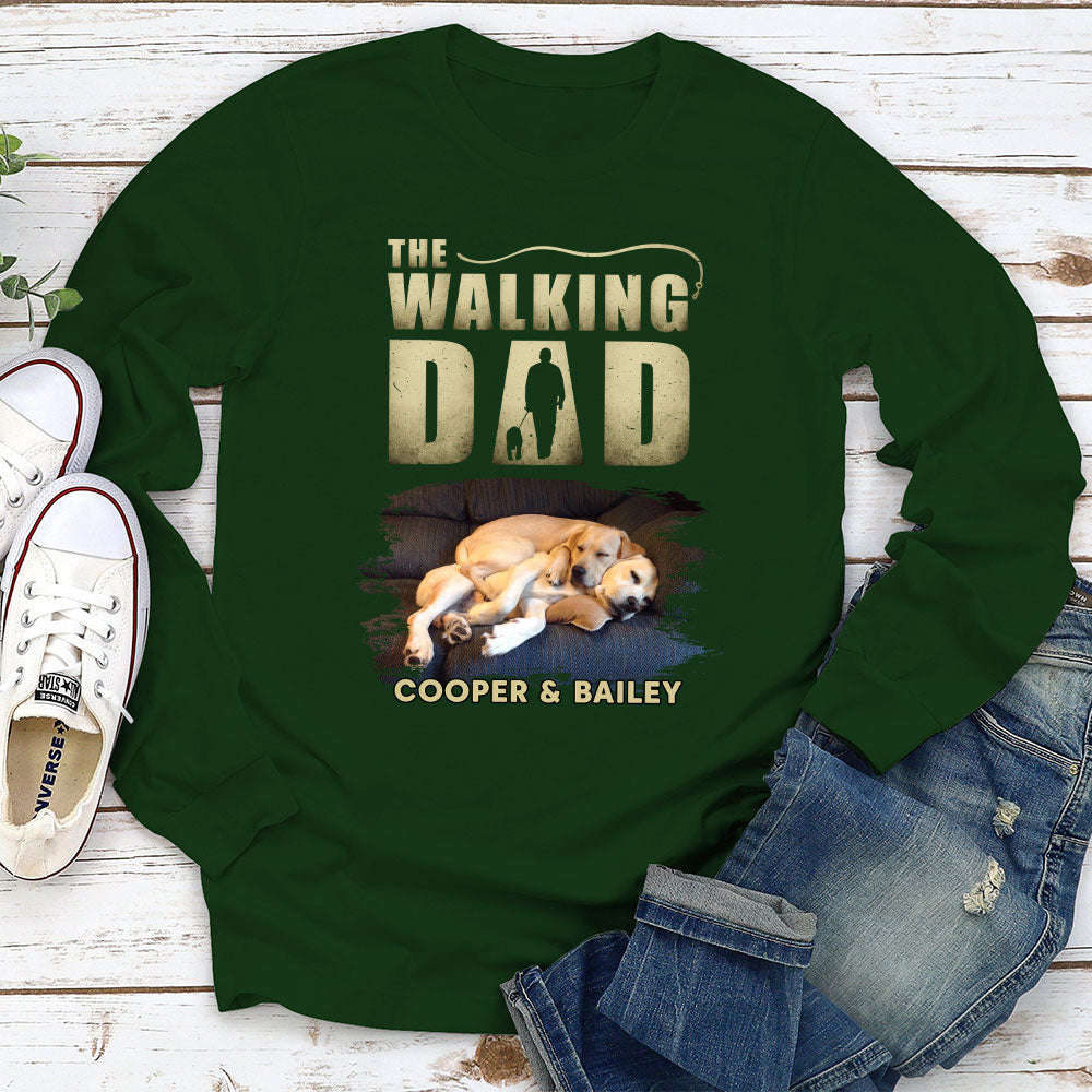 Walking Dad Vintage - Exclusive Personalized Custom Long Sleeve T - shirt for Pet Lovers