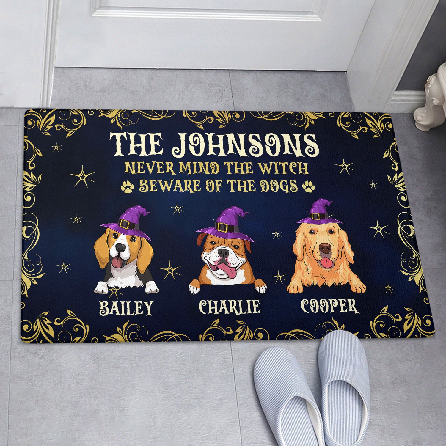 Never Mind The Witch - Personalized Custom Dog Picture Doormat for Pet Lovers