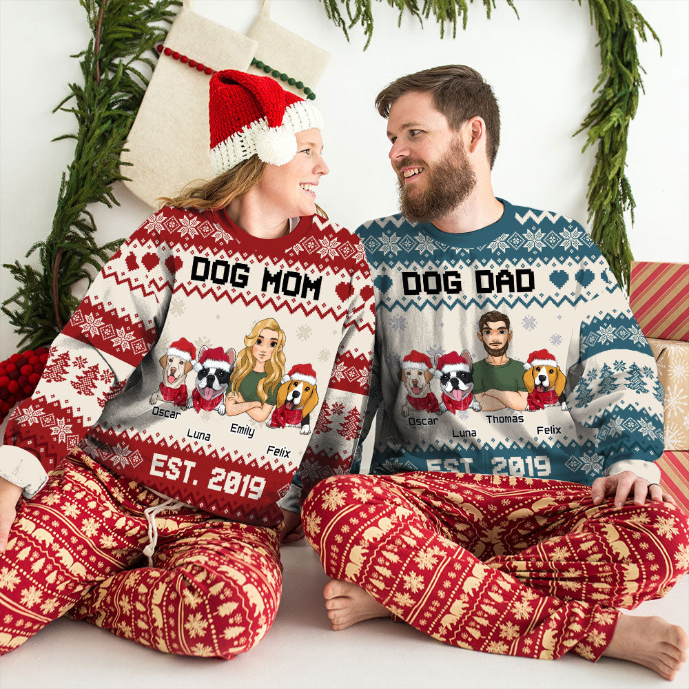 Dog Mom Est. - Customizable All-Over-Print Unisex Sweatshirt for Dog Lovers