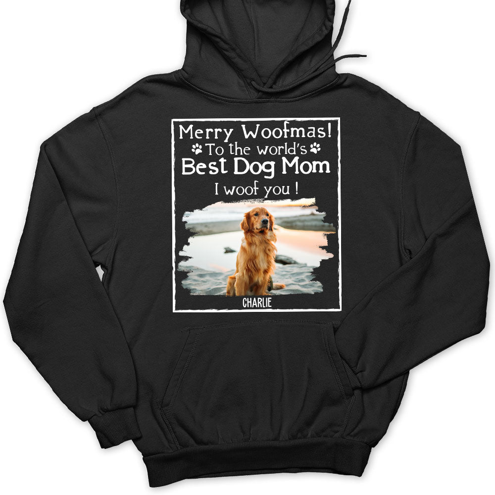 Woof Best Ever Personalized Custom Dog Dad and Mom Photo Hoodie