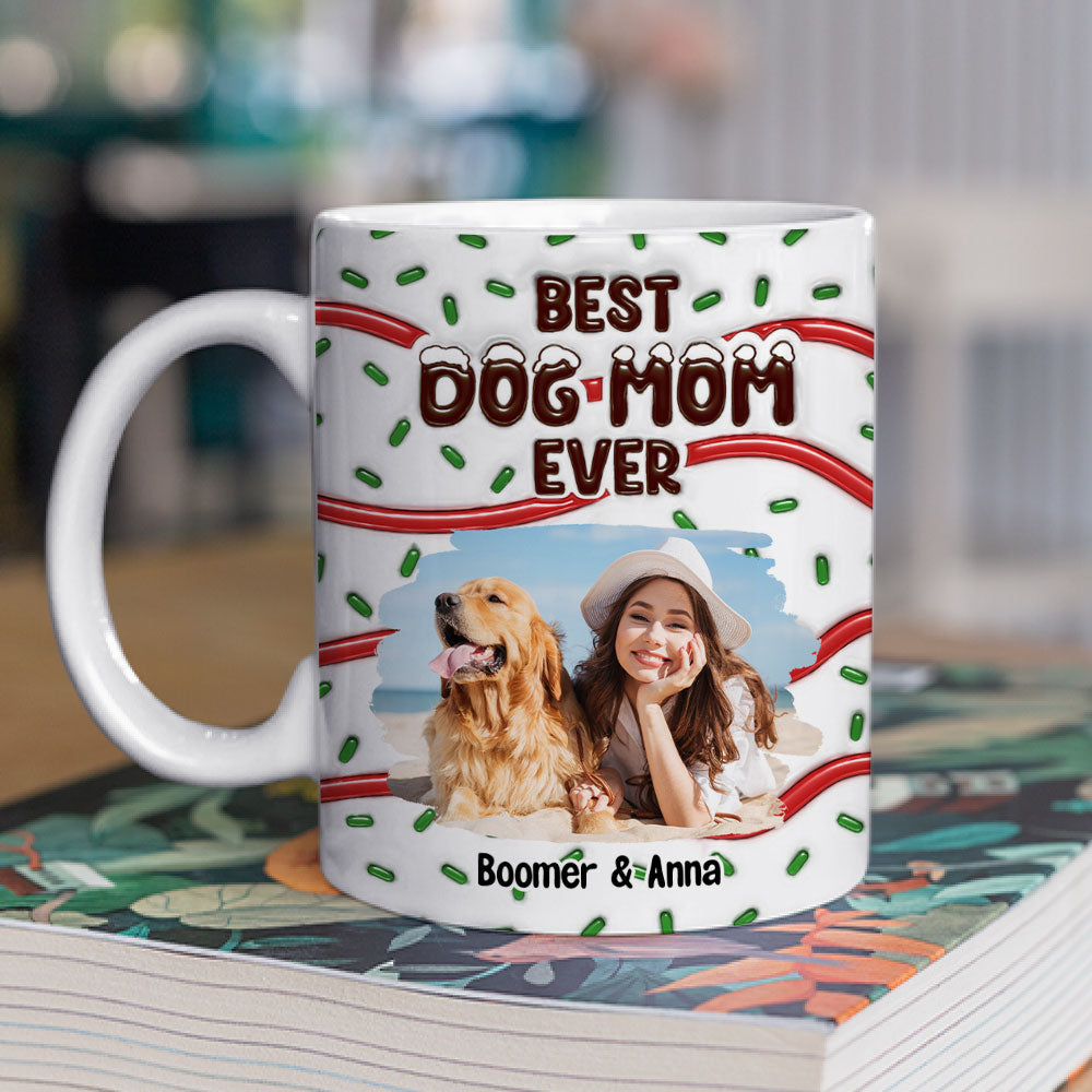 Best Personalized Custom 3D Inflated Effect Mug for Dog Moms and Dads with Cake Photo