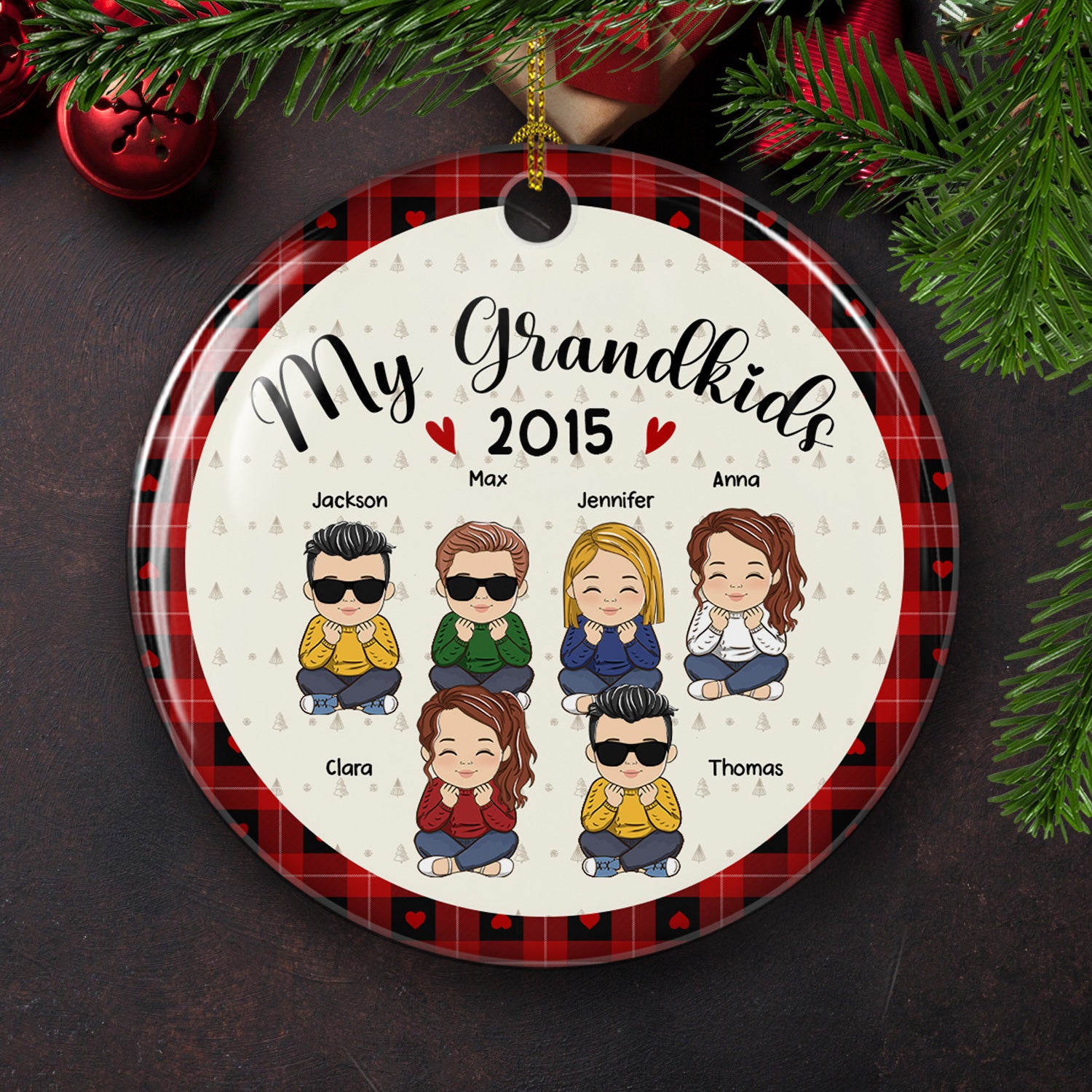 My Adorable Grandkids - Personalized Custom Circle Premium White Ceramic Christmas Ornament with Vibrant Dye - Sublimation Printing