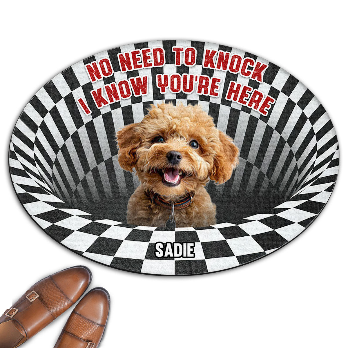 Custom Photo Personalized Doormat: No Need To Knock - Ideal for Pet Lovers