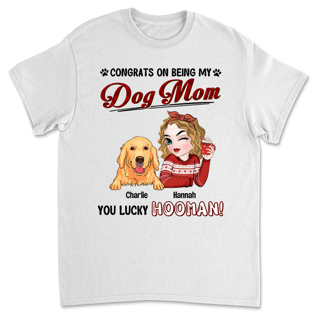 Lucky Dog Dad & Mom - Personalized Custom Unisex 5.3 oz T-shirt