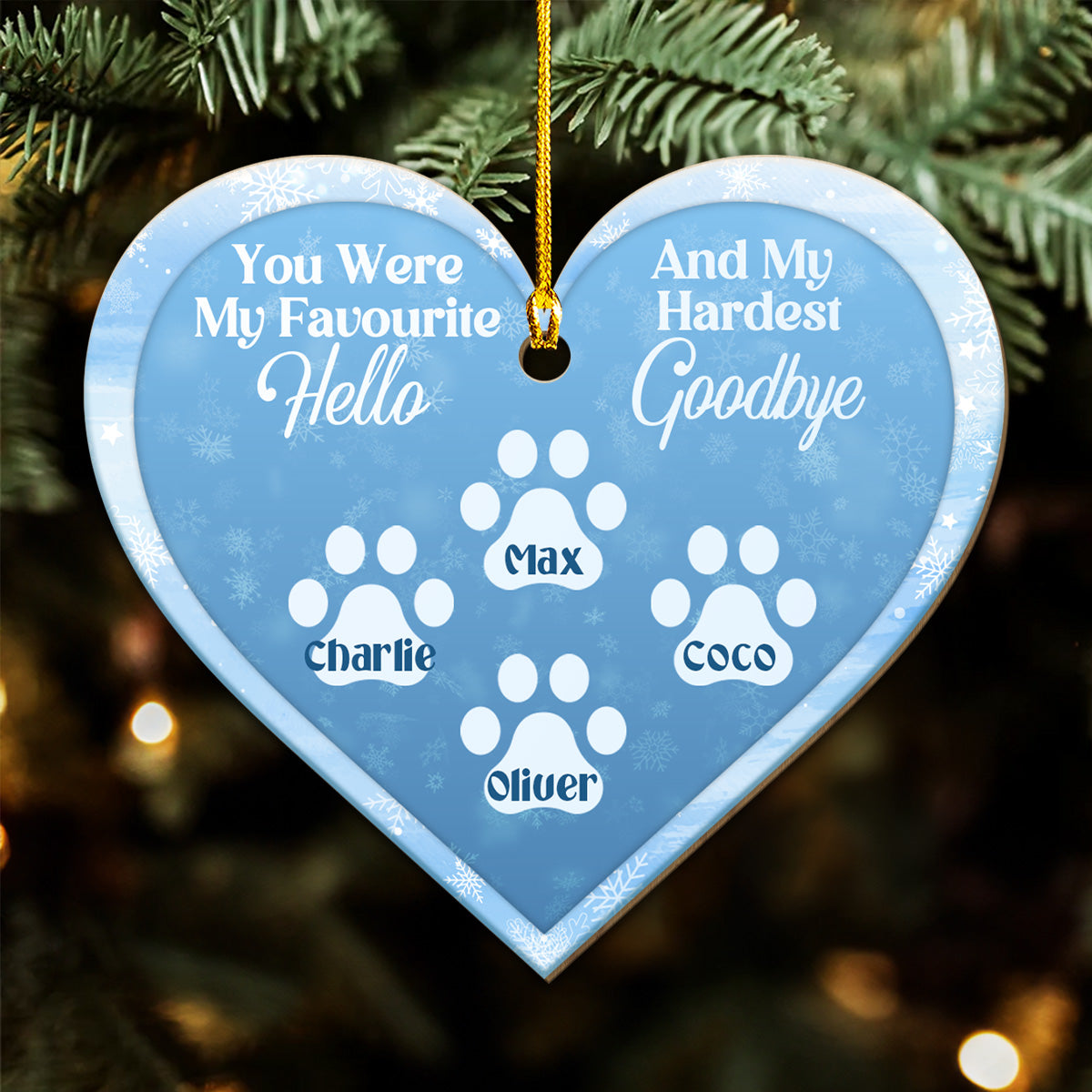 You Were My Favourite Hello And My Hardest Goodbye - Personalized Custom Christmas Wood Ornament for Pet Lovers
