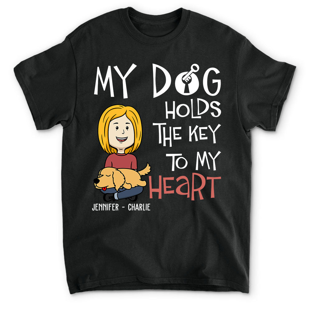 My Dog Holds The Key To My Heart - Personalized Custom Unisex 5.3 oz T-shirt for Pet Lovers