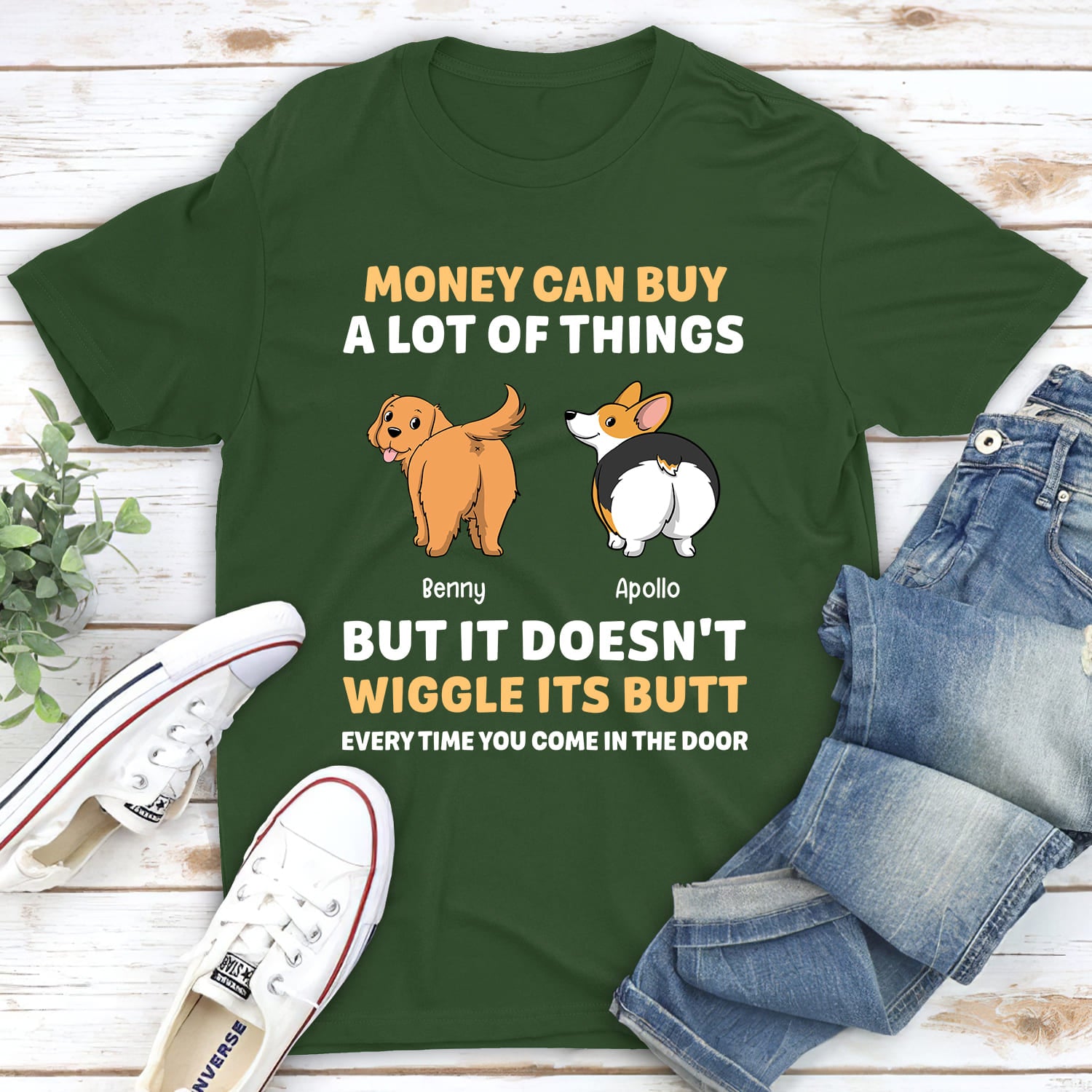 Wiggle Butt - Personalized Custom Unisex 5.3 oz Heavy Cotton T-shirt for Pet Lovers