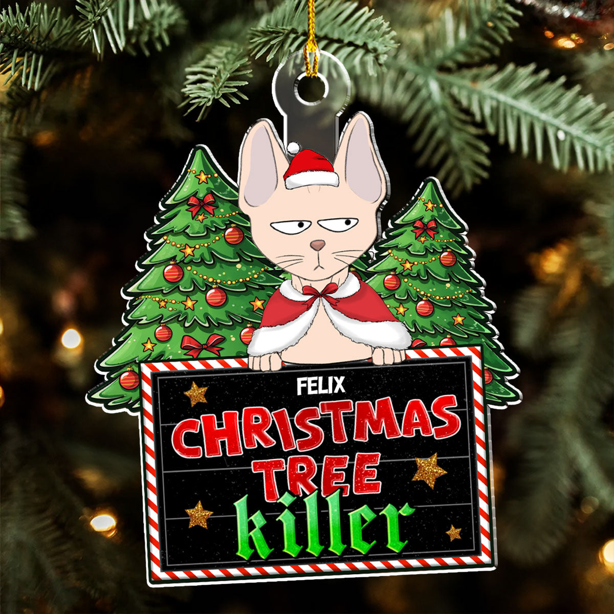 Unique Personalized Custom Acrylic Christmas Tree Killer Ornament