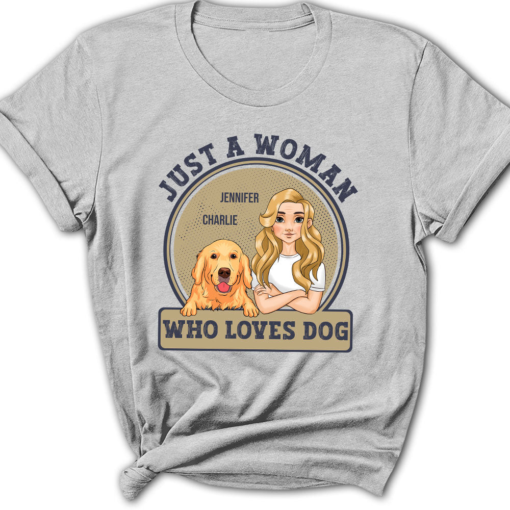 A Woman Loves Pets - Personalized Custom Women's Cotton Blend T-shirt for Pet Lovers