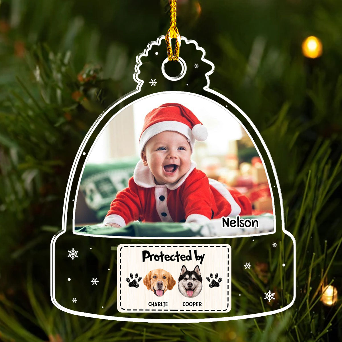 Custom Photo-Protected Personalized Acrylic Christmas Ornament for Pet Lovers