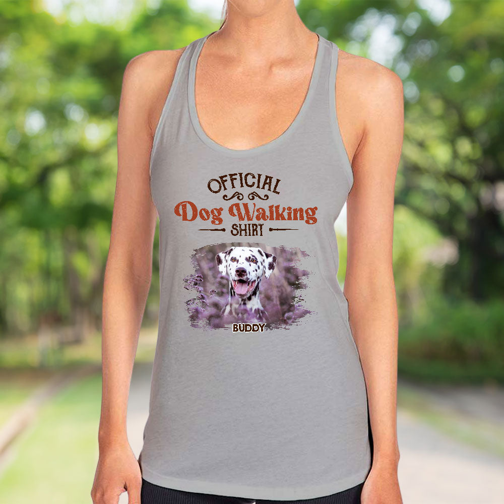 Unique Vintage Personalized Custom Women's Dog Walking Summer Racerback Tank Shirt